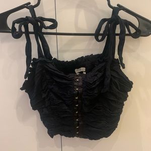 Urban Outfitters Black Tie Corset Cropped Top